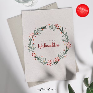 Christmas card wreath Folding card or postcard image 1