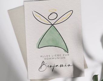 Carte de félicitations communion "Ange" | Carte pliante ou carte postale