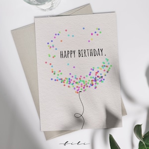 Palloncino per biglietto di auguri di compleanno | Biglietto pieghevole o cartolina