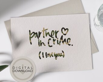 Digital Download | Greeting cards "Partner in crime" + free envelope