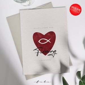 Gratulationskarte Firmung "Herz" | Klappkarte oder Postkarte