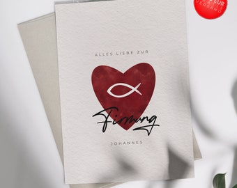 Gratulationskarte Firmung "Herz" | Klappkarte oder Postkarte
