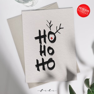 Weihnachtskarte "Ho Ho Ho" | Klappkarte oder Postkarte