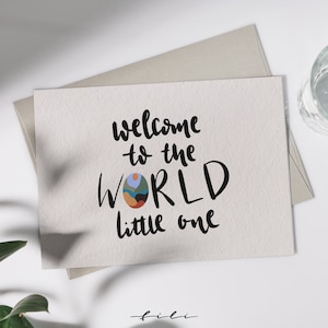 Tarjeta de felicitaciones Bebé "Mundo" | Tarjeta plegable o postal