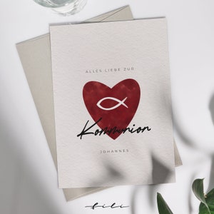 Tarjeta de felicitación Comunión "Corazón" | Tarjeta plegable o postal