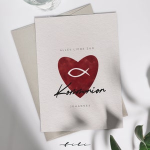 Congratulations card communion "Heart" | Folding card or postcard