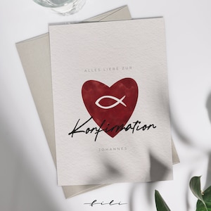 Gratulationskarte Konfirmation "Herz" | Klappkarte oder Postkarte
