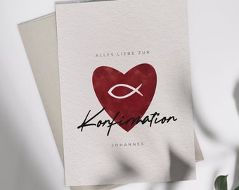 Confirmación de tarjeta de felicitación "Corazón" | Tarjeta plegable o postal