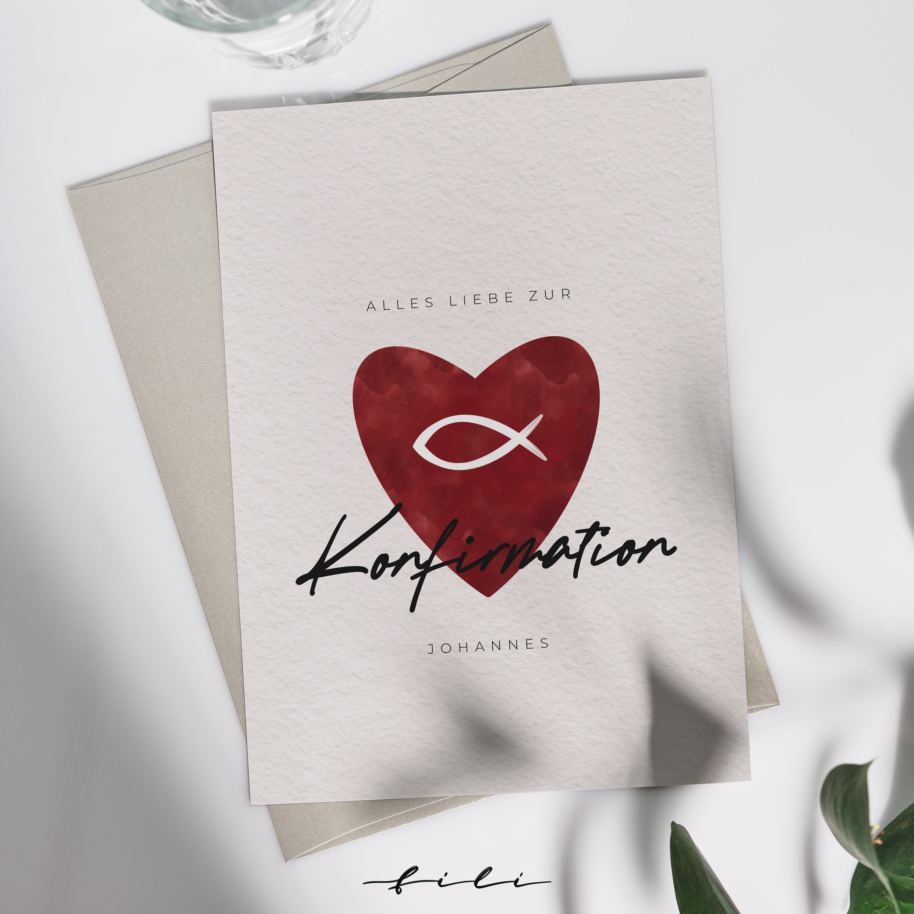 Congratulations card Confirmation "Heart" | Folding card or postcard