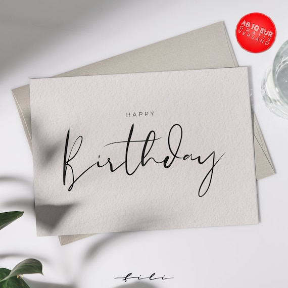 Geburtstagskarte Handlettering | Klappkarte oder Postkarte