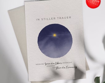 Carte de condoléances Étoile | carte pliante ou carte postale
