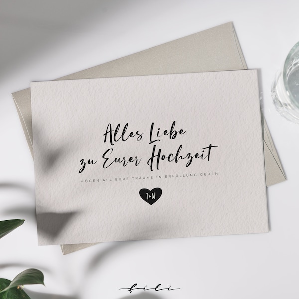 Hochzeitskarte "Alles Liebe" | Klappkarte oder Postkarte