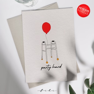 Birthday card "party hard" | Folding card or postcard