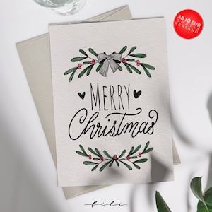 Weihnachtskarte Mistelzweig | Klappkarte oder Postkarte