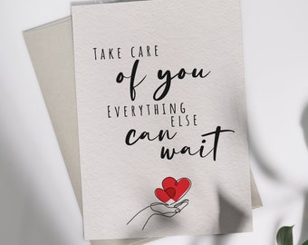 Carte de rétablissement « prends soin de toi » | Carte pliante ou carte postale