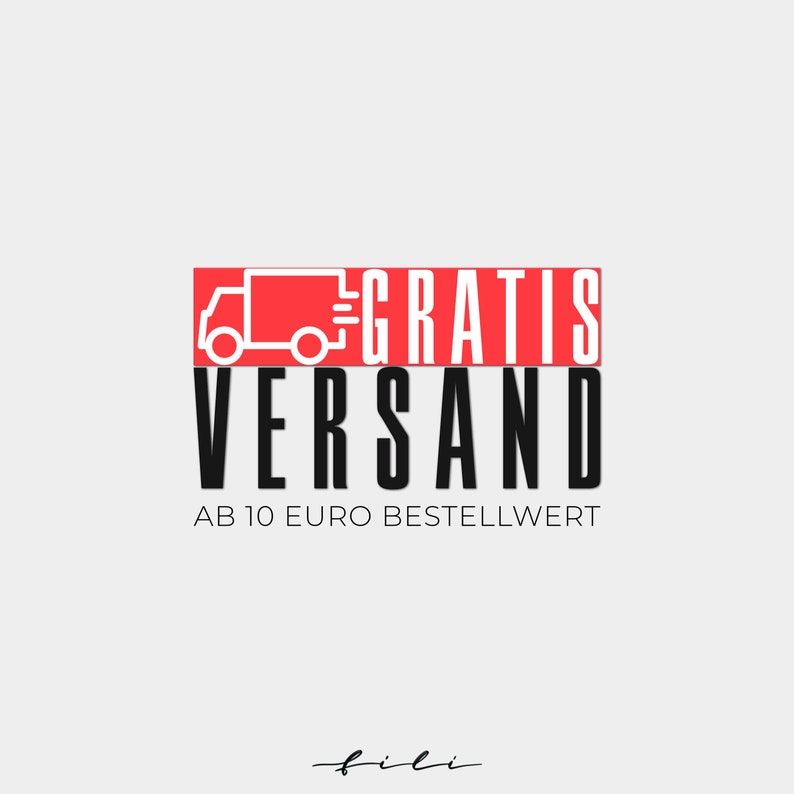 May include: A red and black graphic with a white delivery truck icon. The text reads "GRATIS VERSAND AB 10 EURO BESTELLWERT".