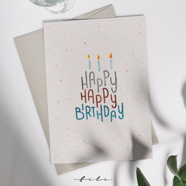Geburtstagskarte Torte | Klappkarte oder Postkarte