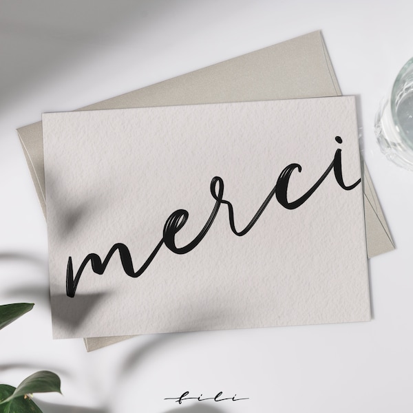 Grußkarte "merci" | Klappkarte oder Postkarte