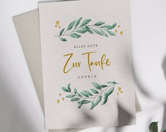 Taufkarte "floral" | Klappkarte oder Postkarte