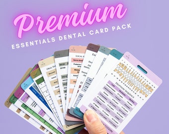 PREMIUM Dental Hygiene Study Card Pack, Dental Hygiene School Reference Cards, Dental Study Guide, Dental Gifts, Dental Hygienist Gift, RDH