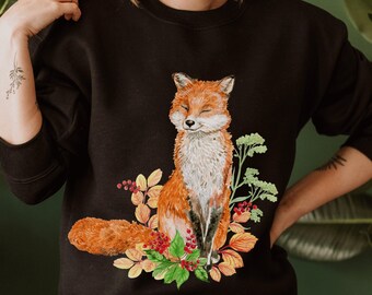 Fox Sweatshirt, Cute Fox Sweatshirt, Animal Sweatshirt, Fox Crewneck, Nature Sweatshirt, Fox Lover Gift, Gift for Her, Gift for Mom