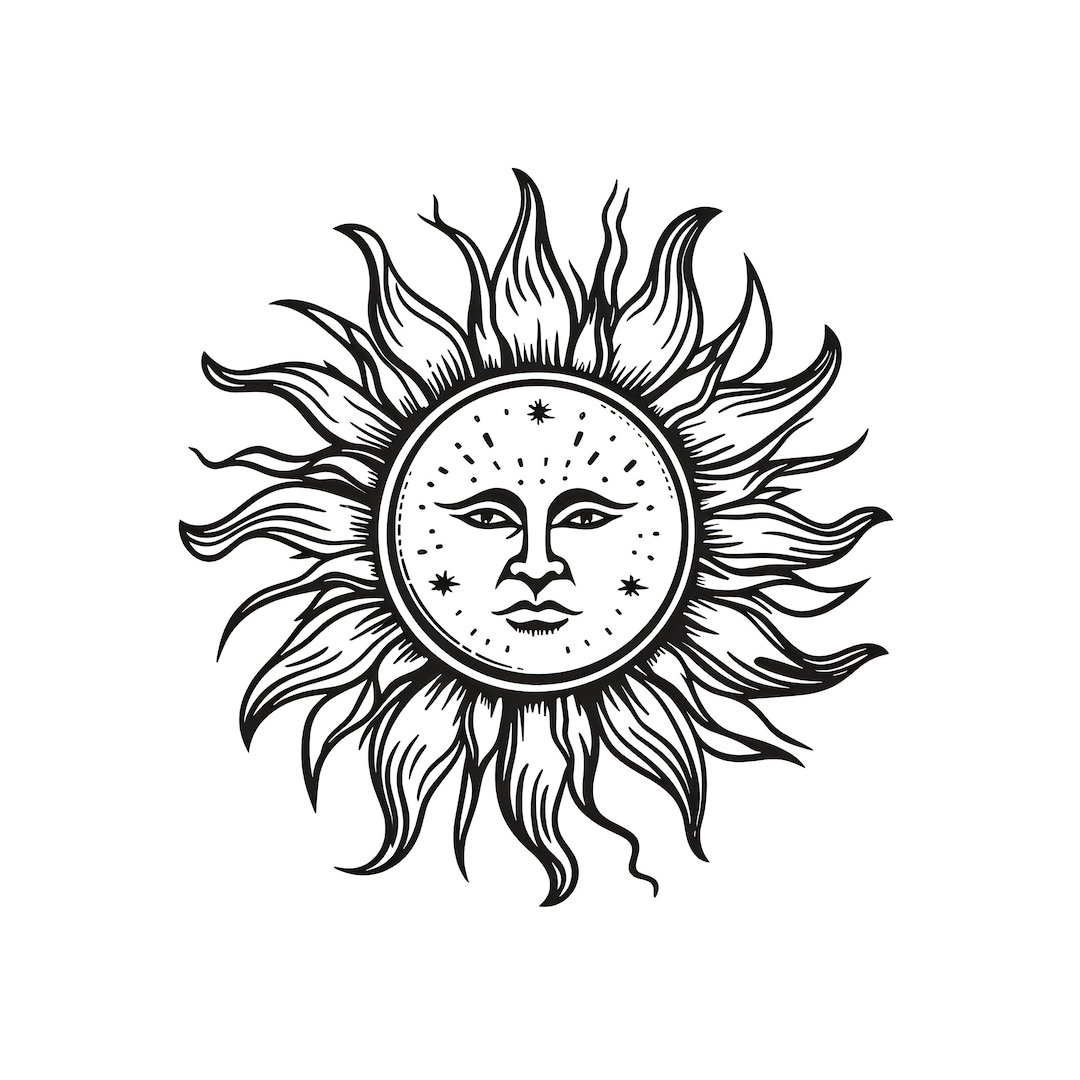 Tattoo Design the Sun Printable Art - Etsy