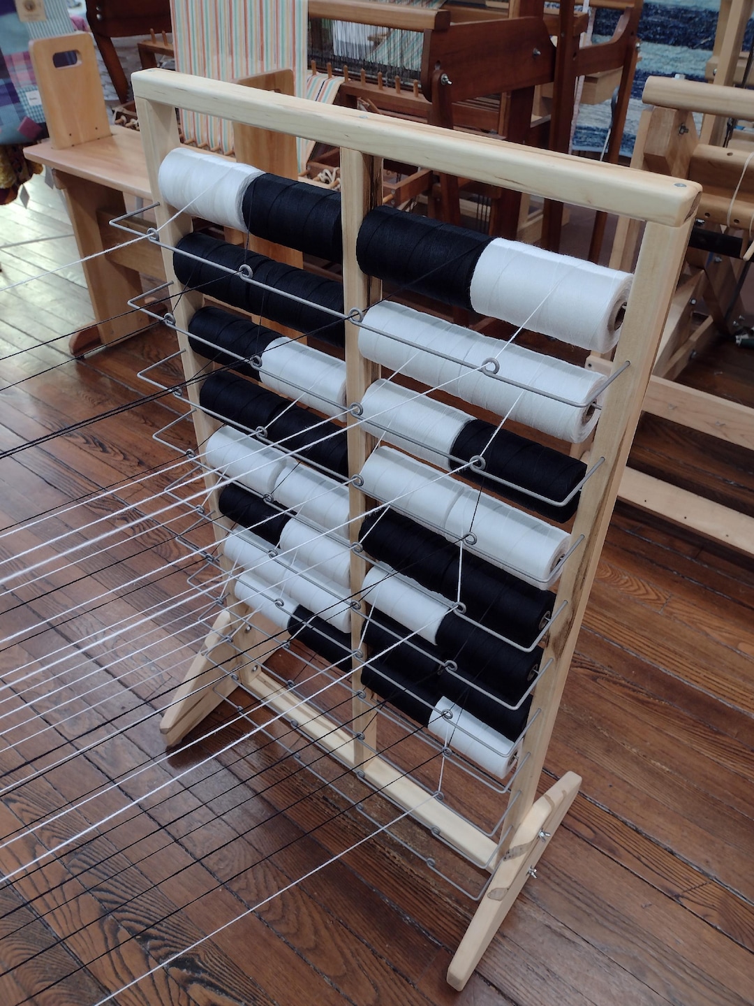 Maple 40 Spool Weaving Warp Yarn Rack. Stainless Pigtail Guides - Etsy