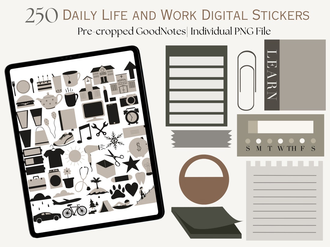 Everyday Life Digital Stickers for Goodnotes Stickers Office Work Icon ...