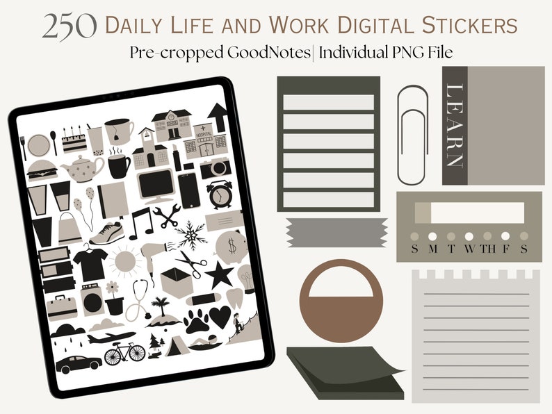 Everyday Life Digital Stickers for Goodnotes Stickers Office Work Icon ...