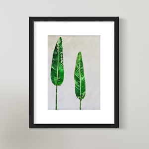 Botanical Wall Art Print - Watercolour Green Leaf - Plant - A4