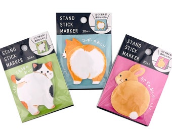 Animal Stand Sticky Notes: Shiba Inu, Cat, Rabbit - Made in Japan