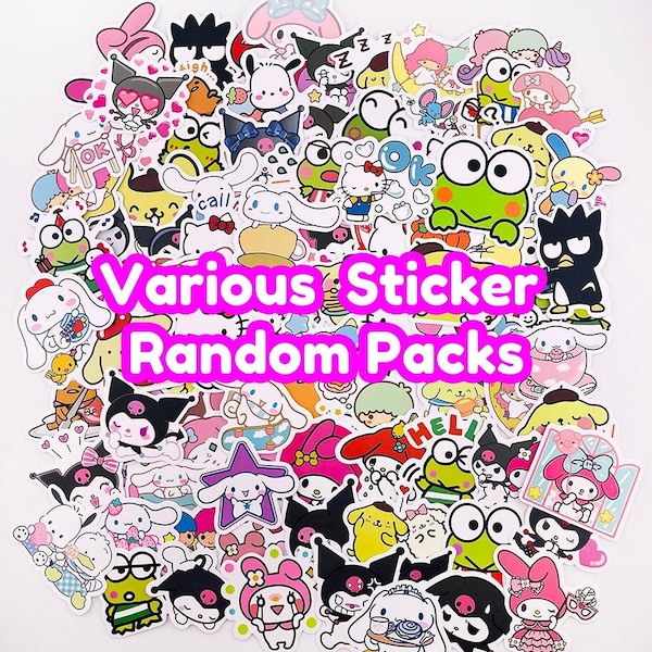 Sanrio Sticker and 10 or 20 Random Packs / Hello Kitty, My Melody, Kuromi, PomPomPurin, Cinnamoroll, Little Twin Stars, KeroKeroKeroppi