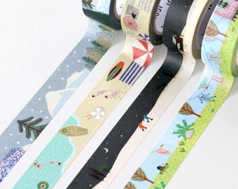 Seasonal Pattern Washi Tape, Planner Masking Tape (15mm x 10m)