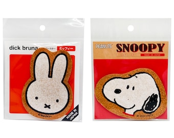 Miffy Face & Snoopy Peanuts Cork Coaster | Made in Japan