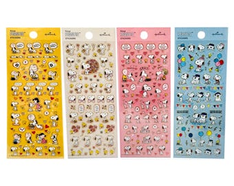 Vintage Snoopy Peanuts Stickers: Hallmark Gold Border, Japanese Import