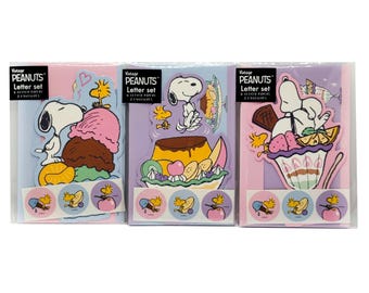 Vintage Snoopy Peanuts Letter Set, Ice Cream Theme
