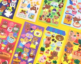 Juicy Bear Removable Stickers: Korean Diary & Phone Deco