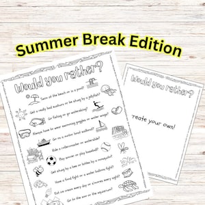 Would You Rather? Summer Break Colouring Pages for End of the School ...