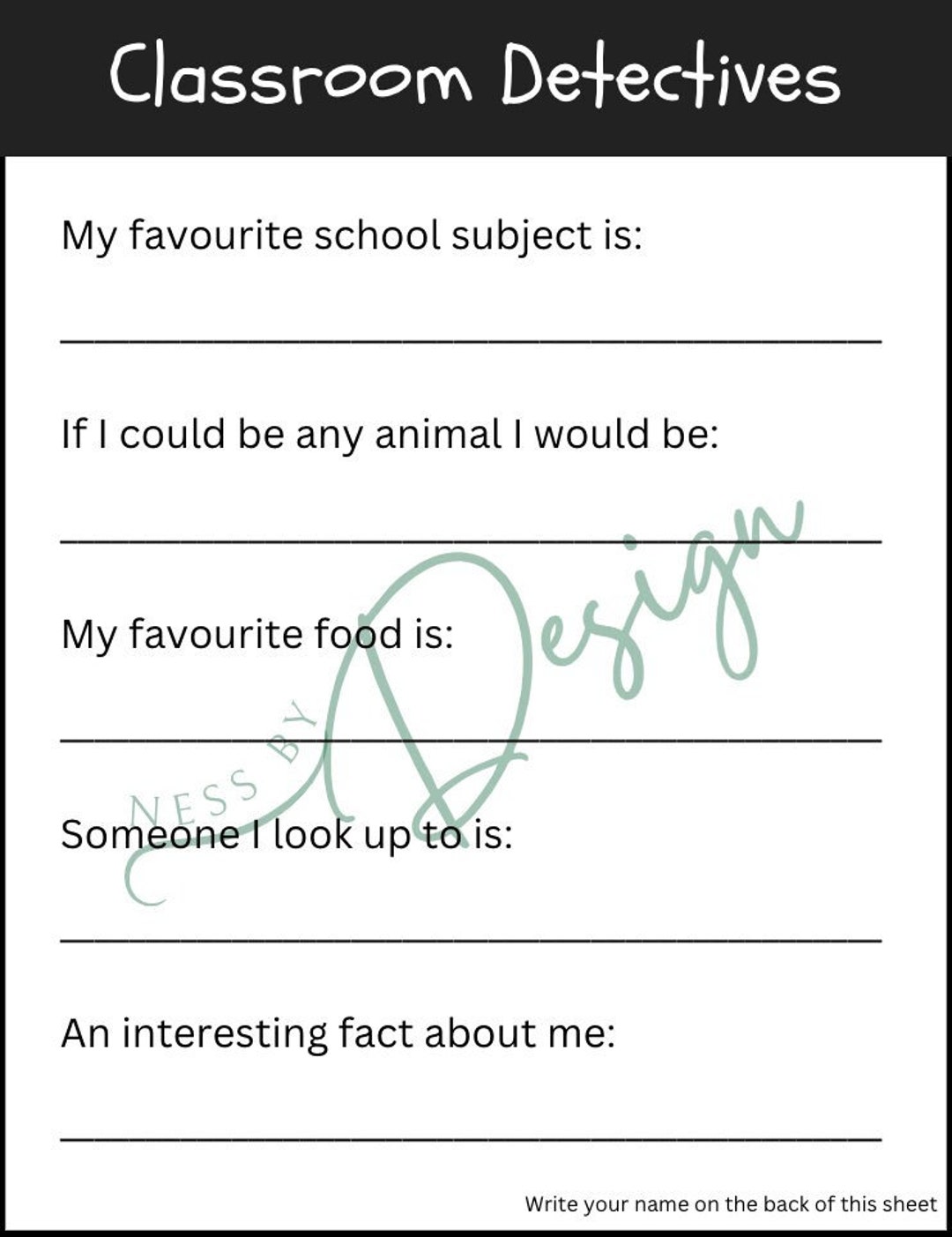 Name Detective Classroom Activity Icebreaker Etsy