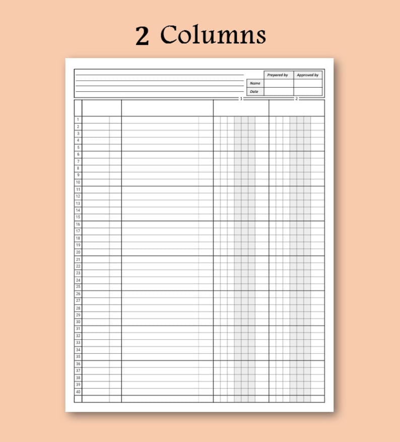 Accounting Ledger Book Column Printable Columnar Paper Etsy Accounting Ledger Book Column Printable Columnar Paper Etsy