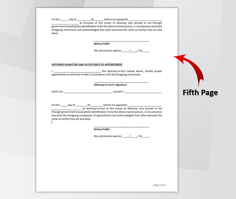 Durable Power of Attorney Template. Editable & Printable Durable Power of Attorney Form. POA Form. Instant Download. image 6