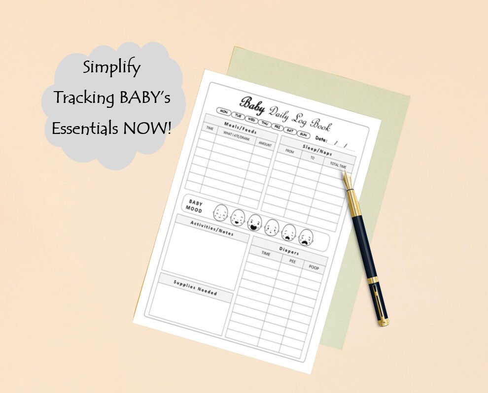 Infant Daily Log Printable Baby Daily Log Template Baby - Etsy