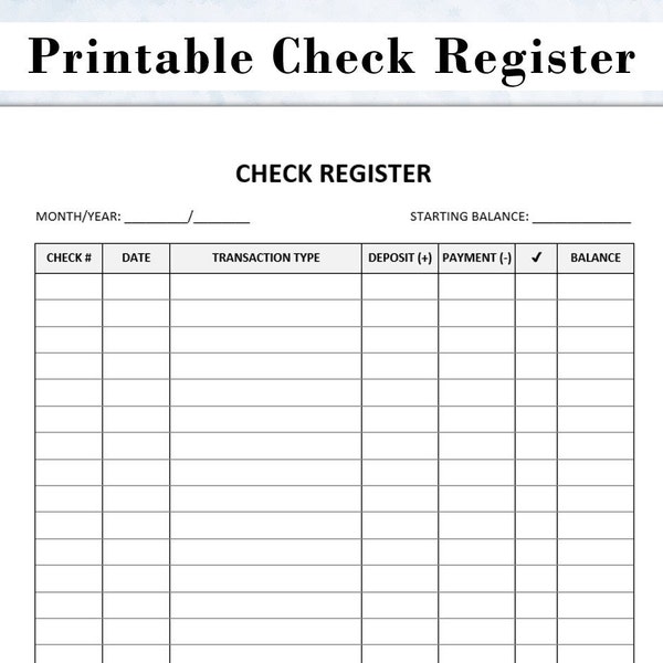 Check Register Printable for Personal Check Book & Small Business. Checkbook Register. Bank Transaction Tracker. Income And Expense Tracker.