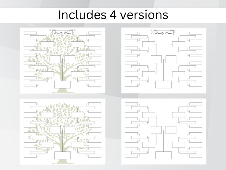 5 Generations Family Tree Chart. Printable Family Tree Templates ...