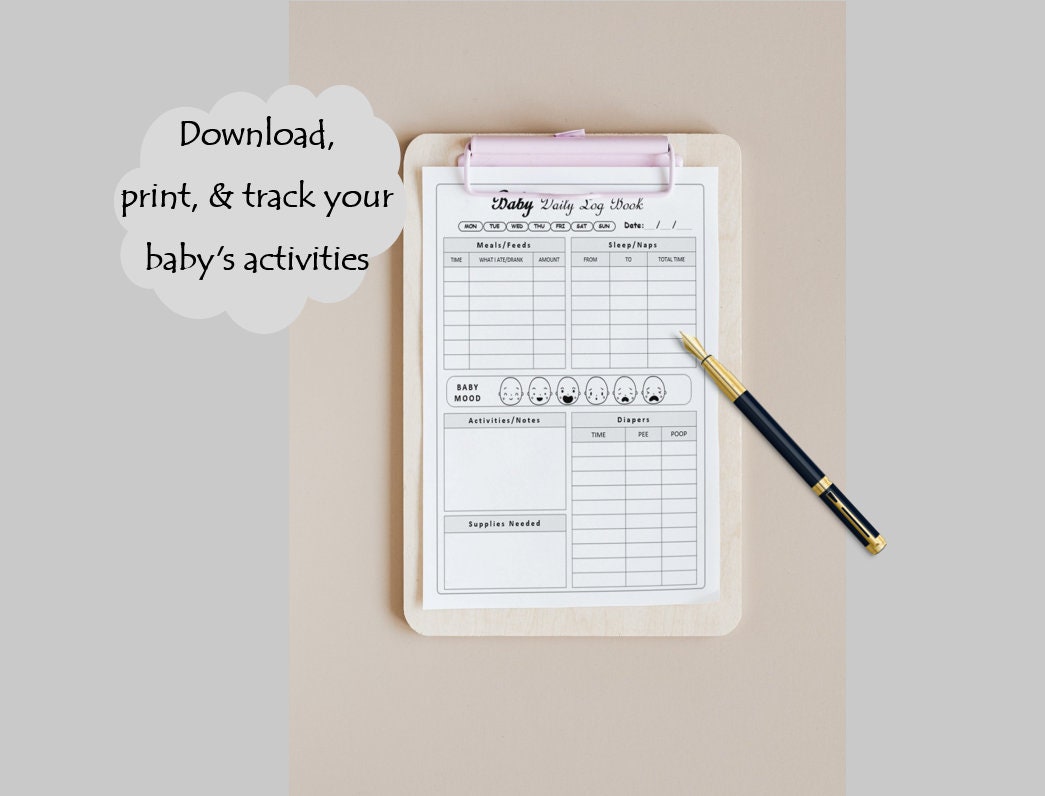 Infant Daily Log Printable Baby Daily Log Template Baby - Etsy