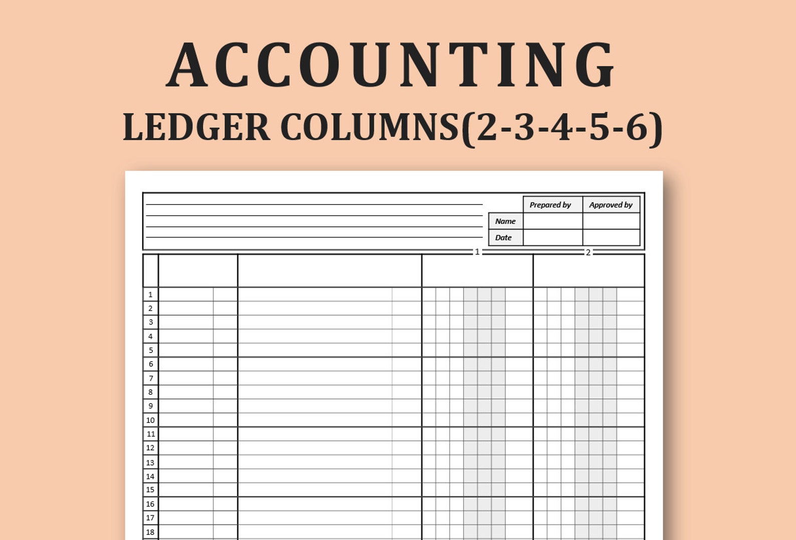 Accounting Ledger Book Column. Printable Columnar Paper. - Etsy