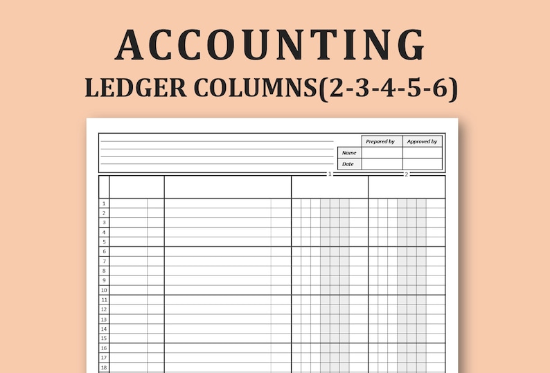 Accounting Ledger Book Column. Printable Columnar Paper. Etsy