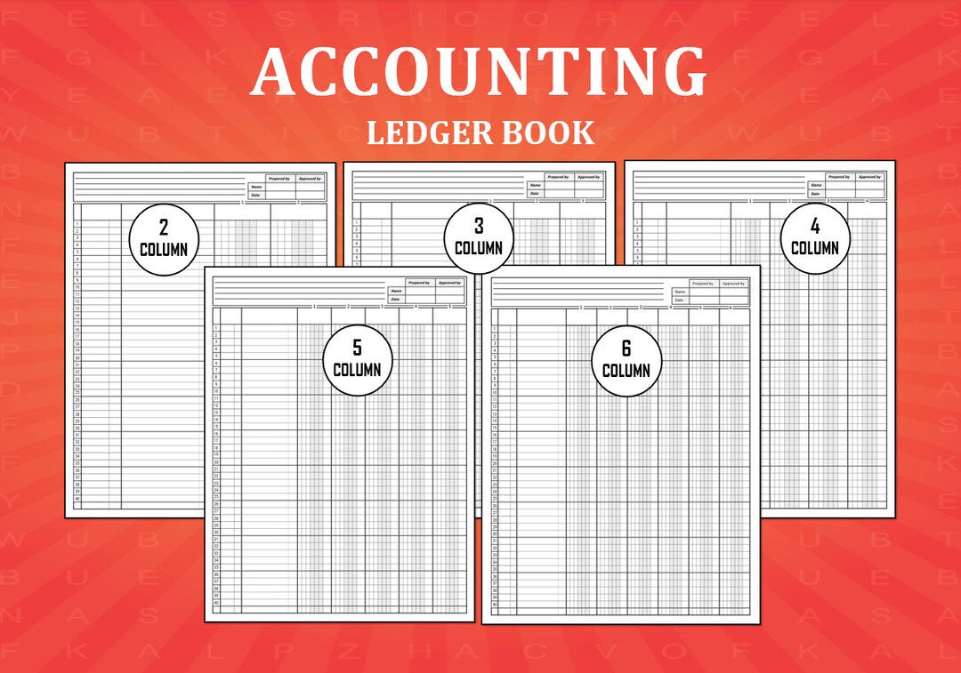 Accounting Ledger Book Column. Printable Columnar Paper. Digital Ledger