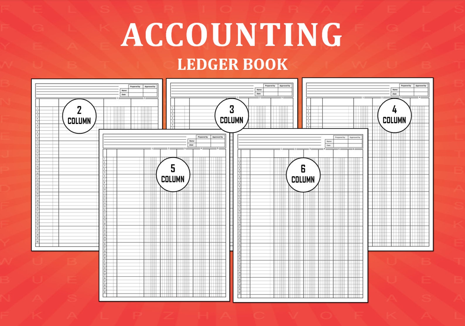 Accounting Ledger Book Column. Printable Columnar Paper. Etsy