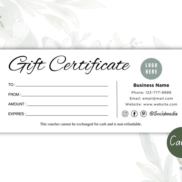 Printable Gift Certificate Templates, DIY Gift Certificate, Editable Gift Voucher, Gift Card, Modern Gift Certificate, Coupon, ADD LOGO